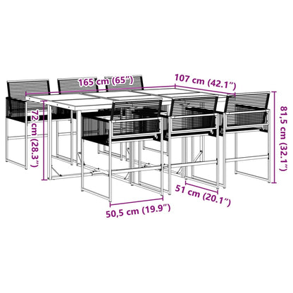 Set da Pranzo da Giardino 7 pz Nero in Polyrattan