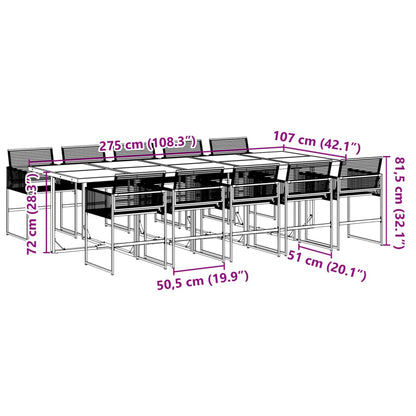 Set da Pranzo da Giardino 11 pz in Polyrattan Nero