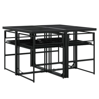 Set da Pranzo da Giardino 5 pz Nero con Cuscini in Polyrattan - homemem39