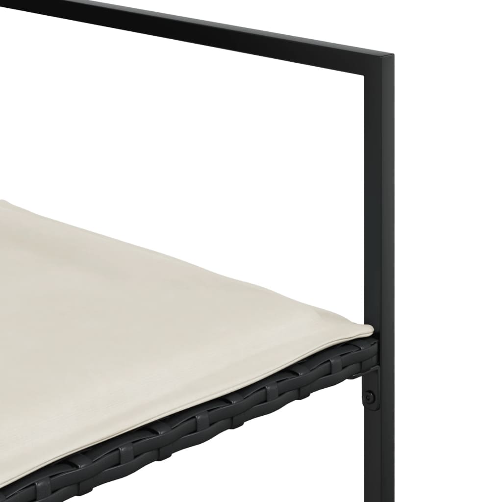 Set da Pranzo da Giardino 7 pz Nero con Cuscini in Polyrattan - homemem39