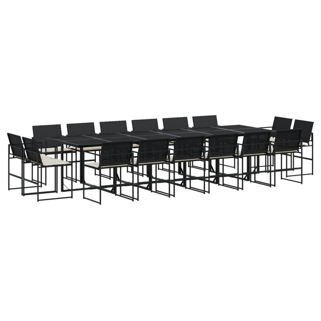 Set da Pranzo da Giardino 17 pz con Cuscini Nero in Polyrattan - homemem39