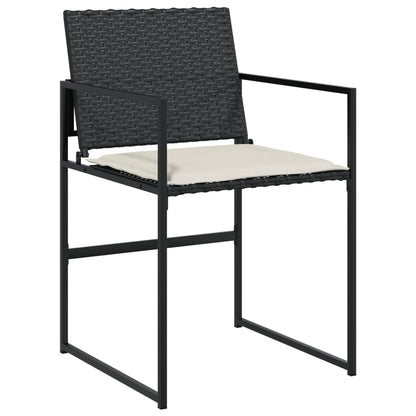 Set da Pranzo da Giardino 11 pz con Cuscini in Polyrattan Nero