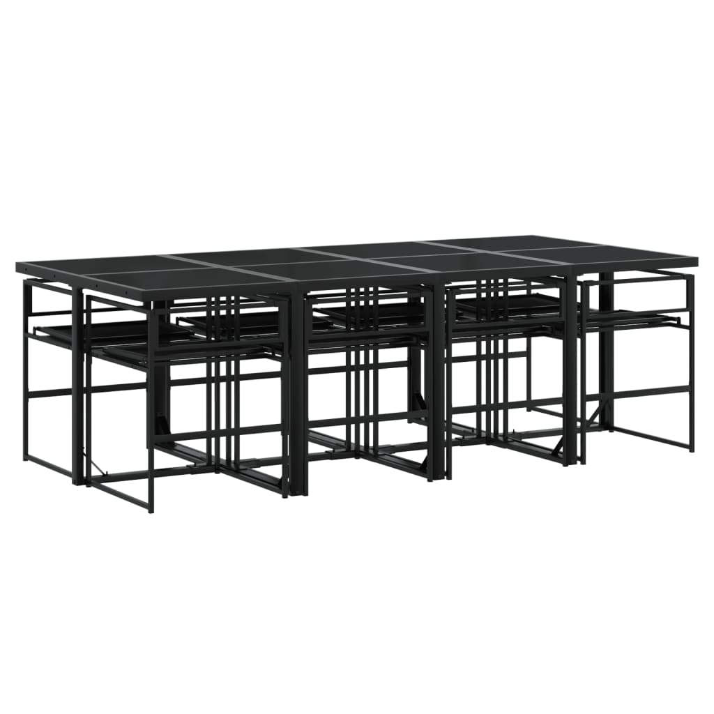 Set da Pranzo da Giardino 9 pz con Cuscini Nero in Textilene - homemem39