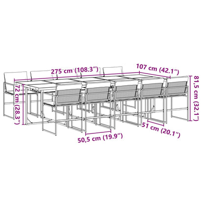 Set da Pranzo da Giardino 11 pz con Cuscini Nero in Textilene