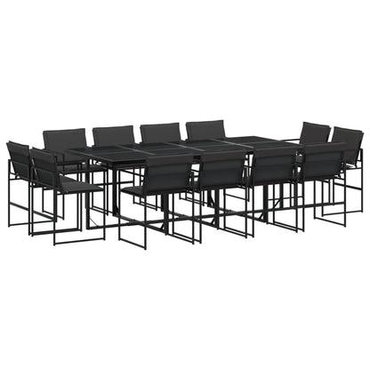 13 pc Garden Dining Set with Black Textilene Cushions