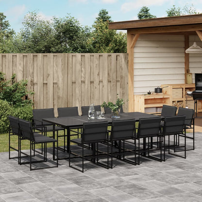 13 pc Garden Dining Set with Black Textilene Cushions