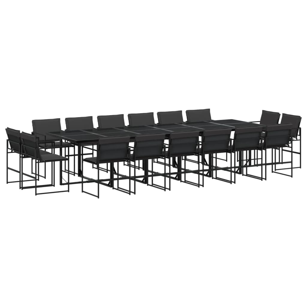 17 pc Garden Dining Set with Black Textilene Cushions