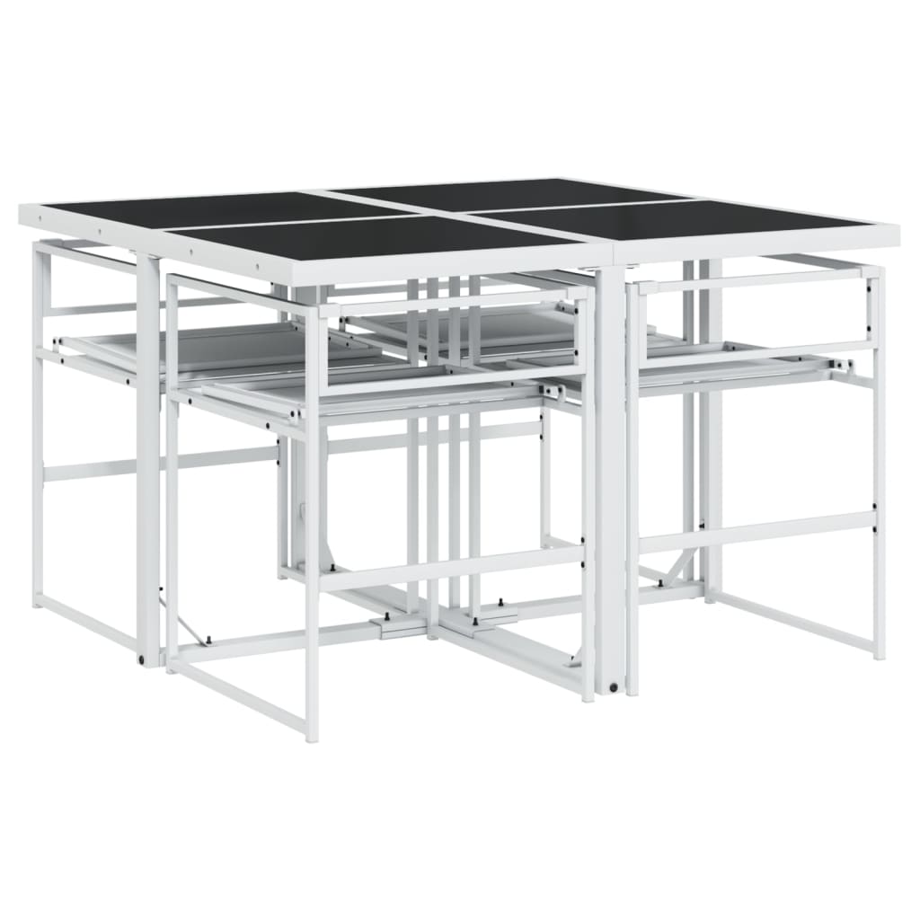 Set da Pranzo da Giardino 5 pz con Cuscini Bianco in Textilene - homemem39