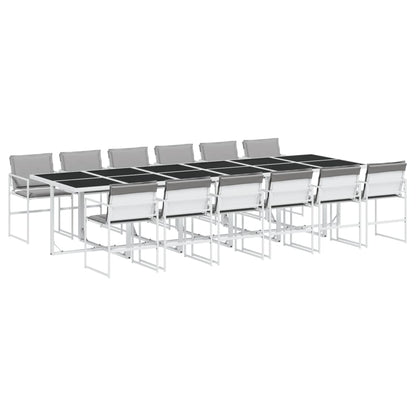Set da Pranzo da Giardino 13 pz con Cuscini Bianco in Textilene - homemem39