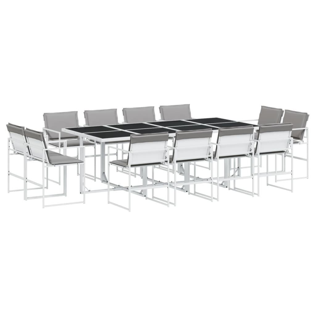 Set da Pranzo da Giardino 13 pz con Cuscini Bianco in Textilene - homemem39