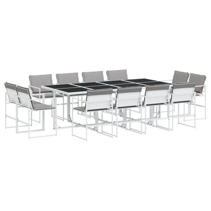 Set da Pranzo da Giardino 13 pz con Cuscini Bianco in Textilene - homemem39