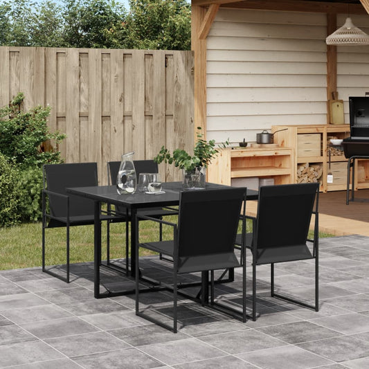 Garden Dining Set 5 pcs Black in Textilene