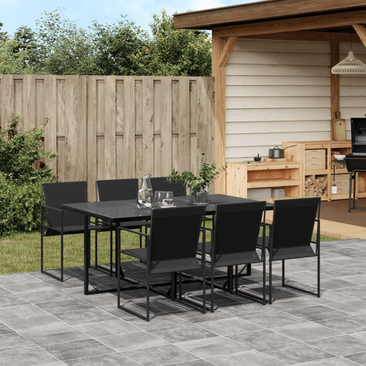 Garden Dining Set 7 pcs Black in Textilene