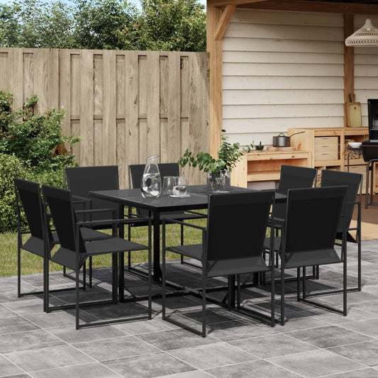 Garden Dining Set 9 pcs Black in Textilene