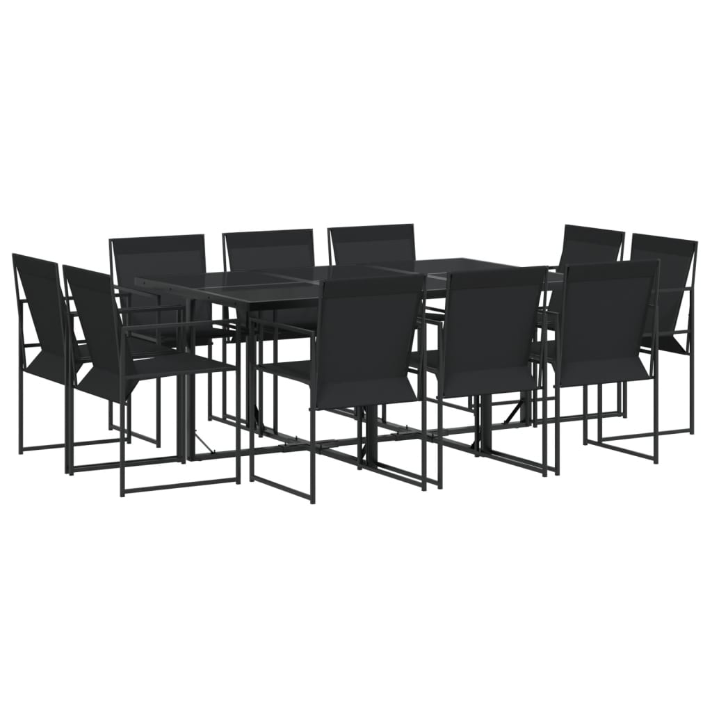 Garden Dining Set 11 pcs Black in Textilene