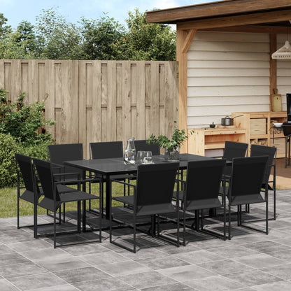 Garden Dining Set 11 pcs Black in Textilene