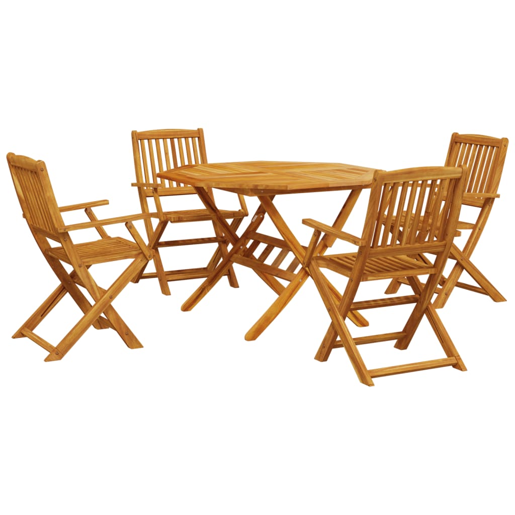 Set Pranzo da Giardino Pieghevole 5pz Legno Massello di Acacia - homemem39