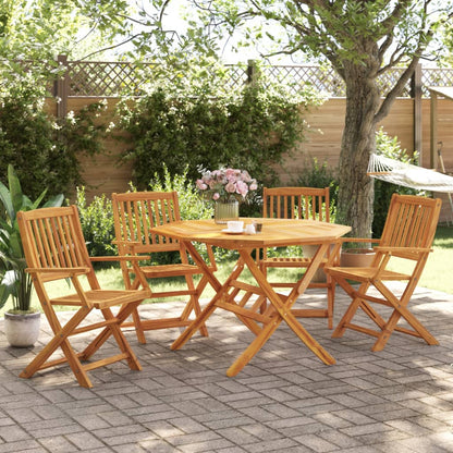 Set Pranzo da Giardino Pieghevole 5pz Legno Massello di Acacia - homemem39