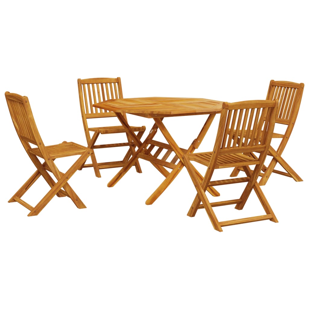 Set Pranzo da Giardino Pieghevole 5pz Legno Massello di Acacia | homemem39