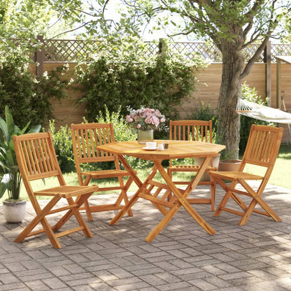 Set Pranzo da Giardino Pieghevole 5pz Legno Massello di Acacia | homemem39