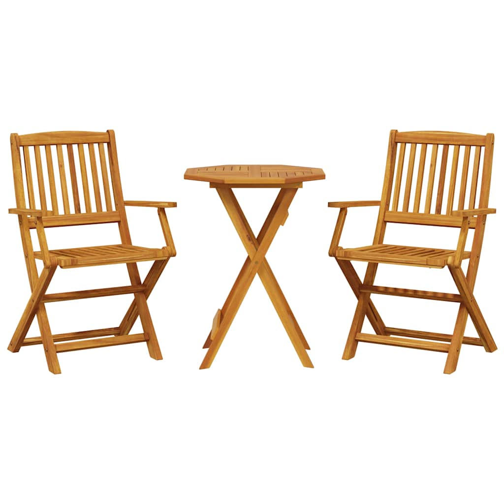 Set Bistrò Pieghevole 3pz in Legno Massello di Acacia | homemem39