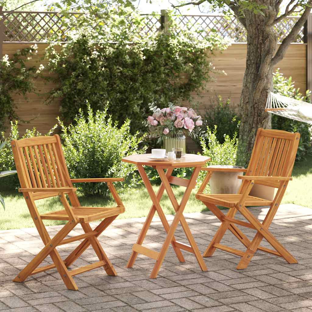 Set Bistrò Pieghevole 3pz in Legno Massello di Acacia | homemem39
