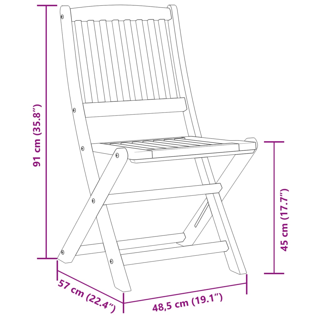 Set Bistrò Pieghevole 3pz in Legno Massello di Acacia | homemem39