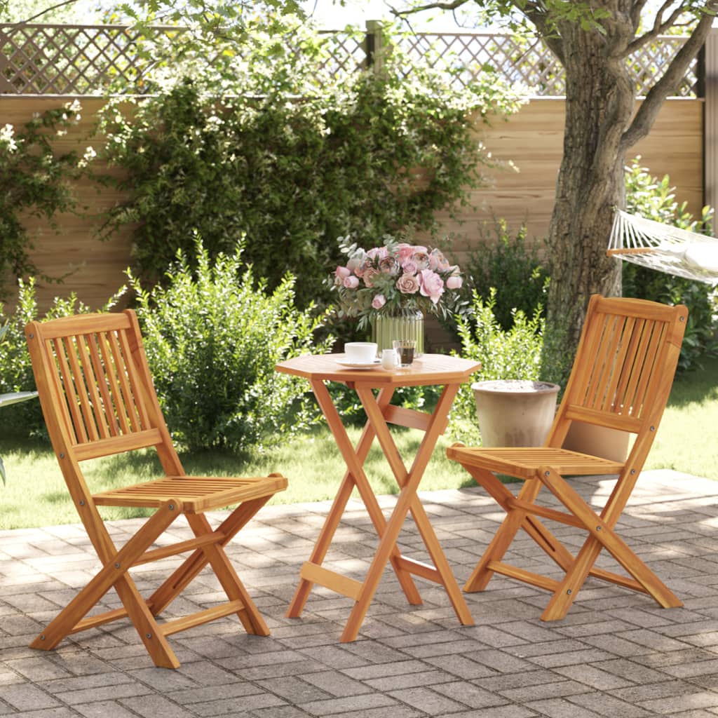 Set Bistrò Pieghevole 3pz in Legno Massello di Acacia | homemem39
