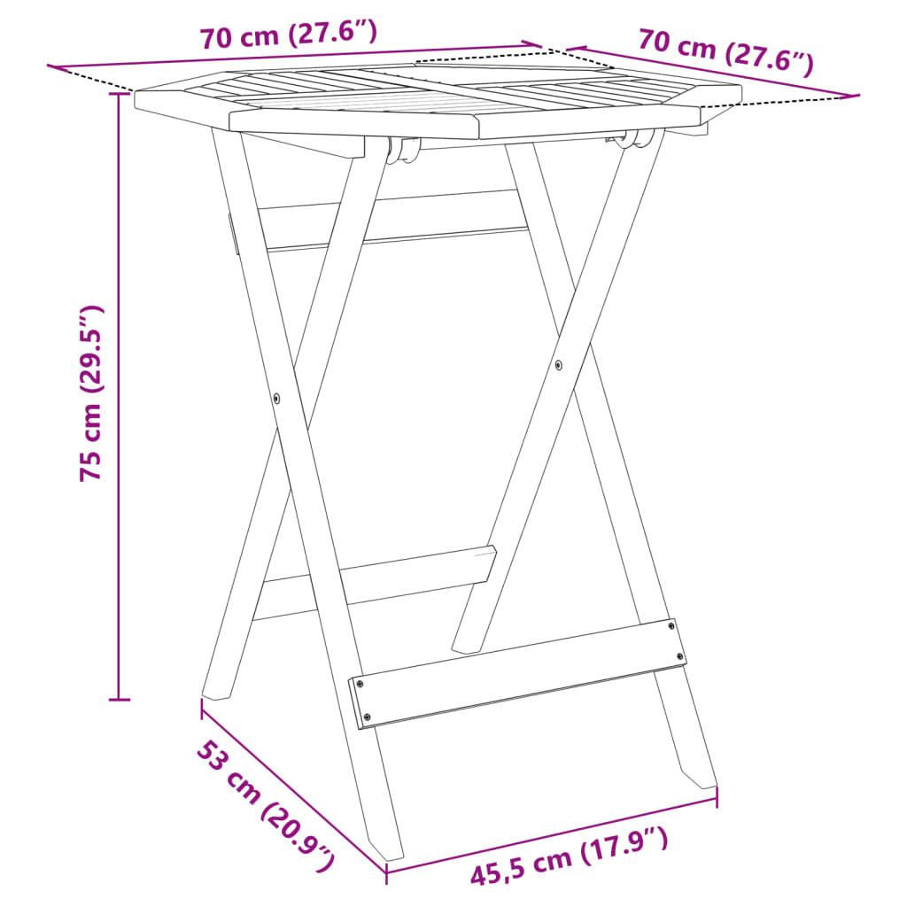 Set Bistrò Pieghevole 3pz in Legno Massello di Acacia | homemem39