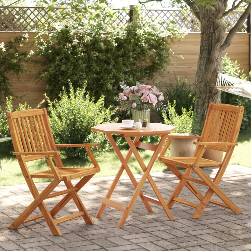 Set Bistrò Pieghevole 3pz in Legno Massello di Acacia | homemem39