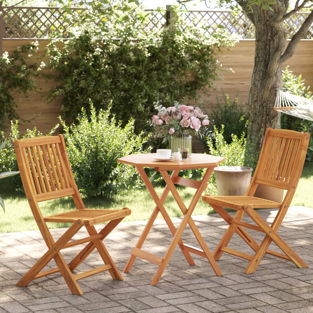 Set Bistrò Pieghevole 3pz in Legno Massello di Acacia | homemem39
