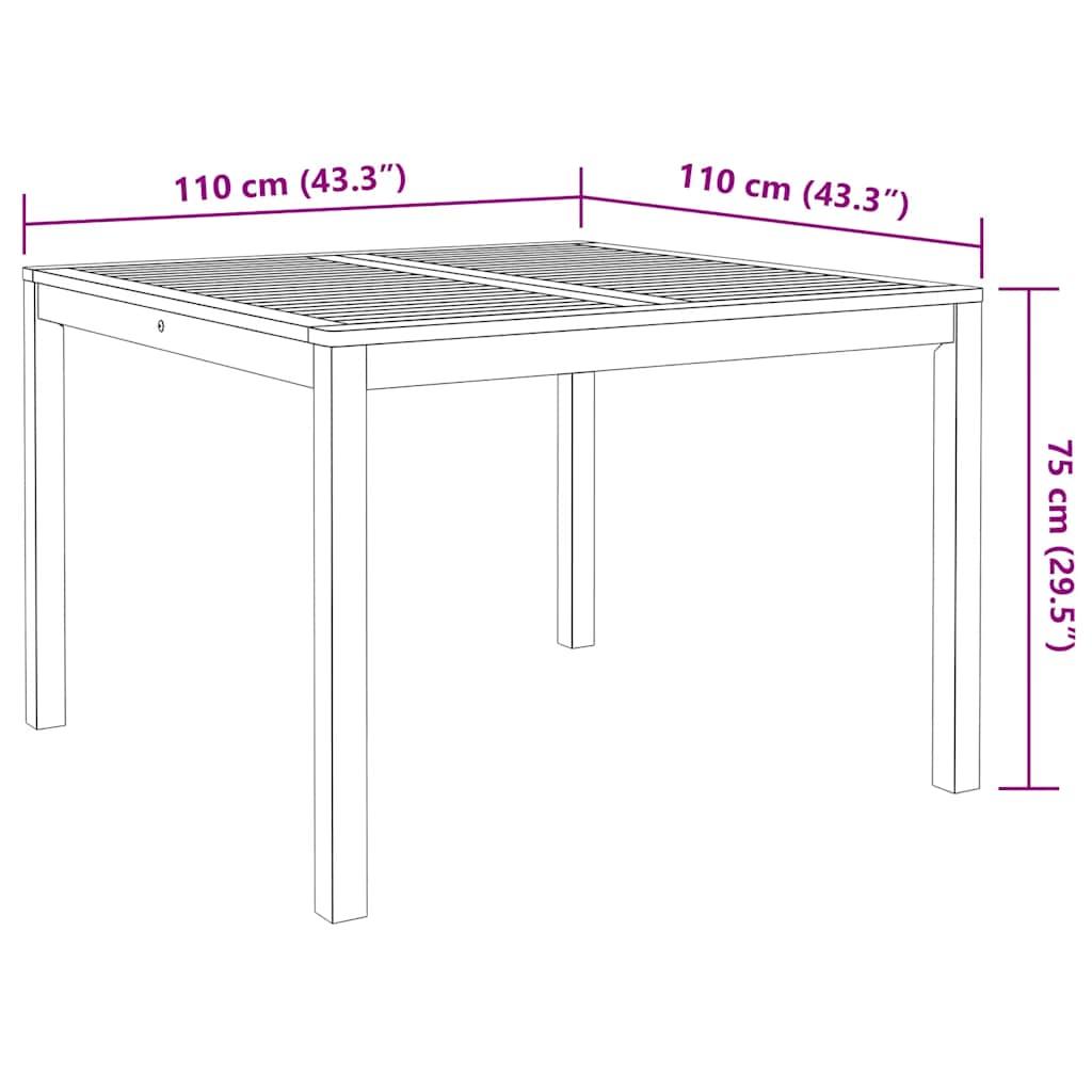 Set da Pranzo per Giardino 3 pz in Legno Massello di Acacia | homemem39