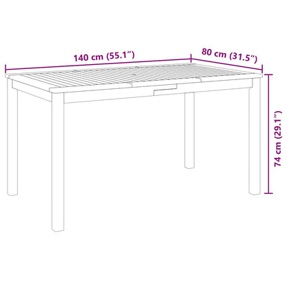 Set da Pranzo per Giardino 5 pz 140x80x74 cm