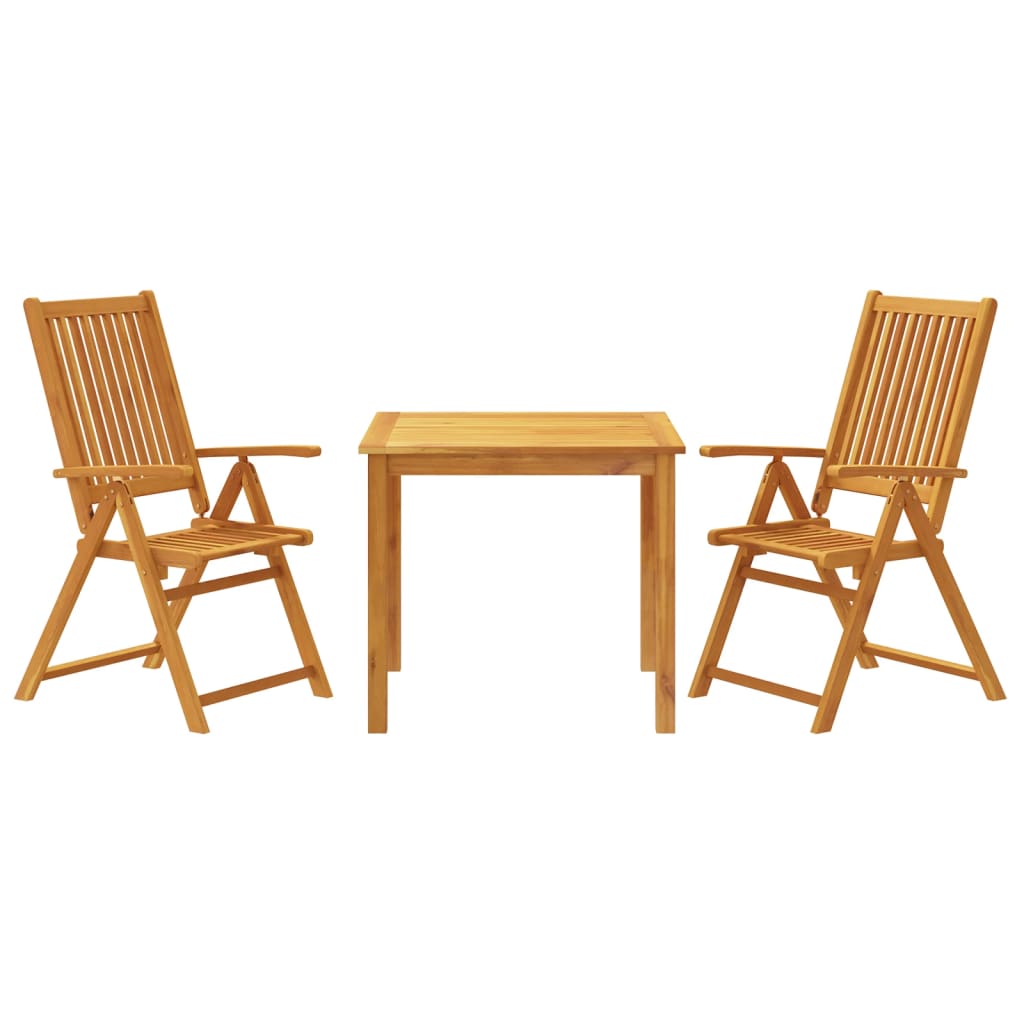 Set da Pranzo per Giardino 3 pz 85x85x74 cm in Legno Massello di Acacia | homemem39