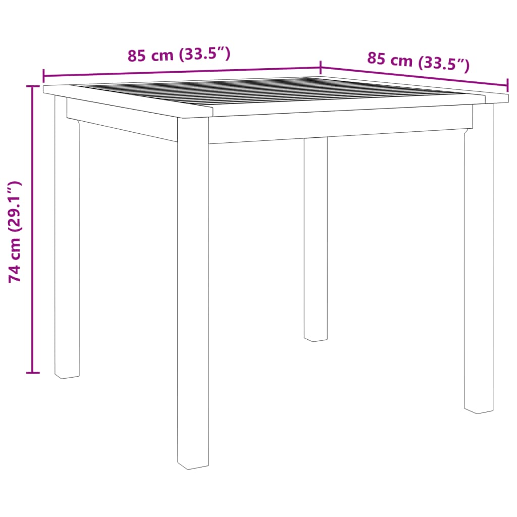 Set da Pranzo per Giardino 5 pz 85x85x74 cm
