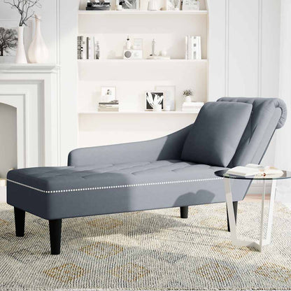 Sdraio con Cuscino e Bracciolo Destro in Velluto Grigio Scuro - homemem39