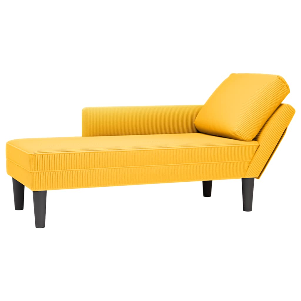 Sdraio con Cuscino Destro in Velluto a Coste Giallo Chiaro | homemem39