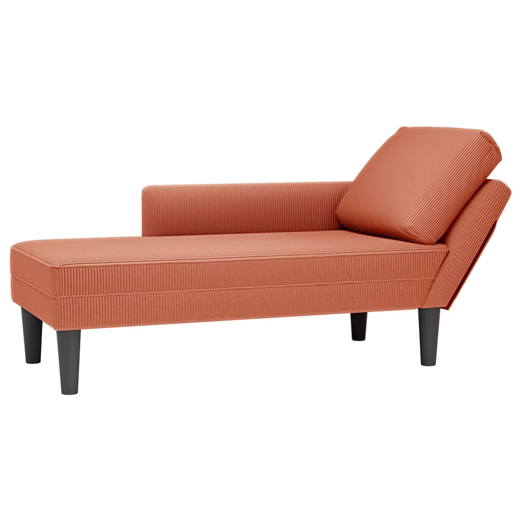 Sdraio con Cuscino Destro in Velluto a Coste Rosso Arancione | homemem39