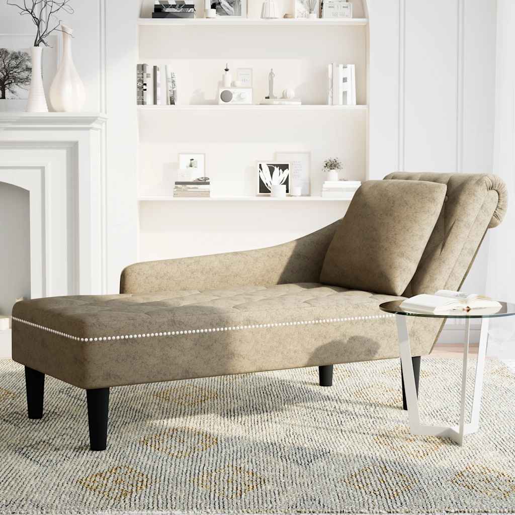 Sdraio con Cuscino e Bracciolo Destro Similpelle Grigio Chiaro | homemem39