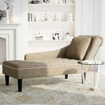 Sdraio con Cuscino e Bracciolo Destro Similpelle Grigio Chiaro | homemem39