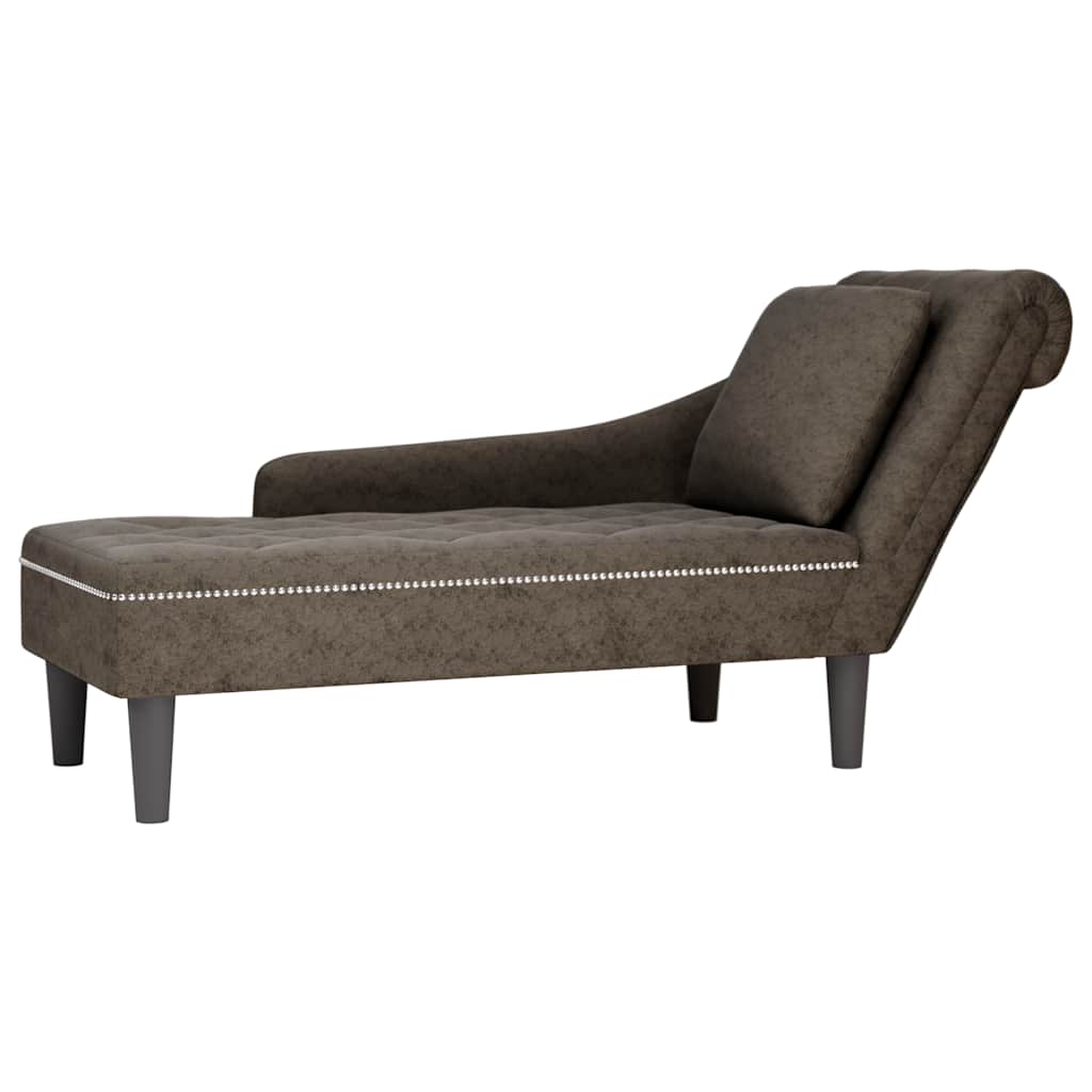 Sdraio con Cuscino e Bracciolo Destro Similpelle Grigio Scuro | homemem39