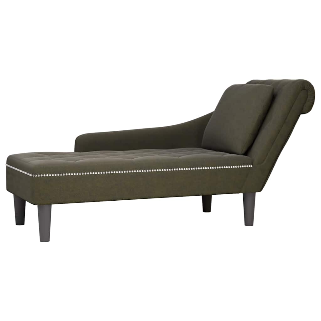 Sdraio con Cuscino e Bracciolo Destro Similpelle Verde Militare | homemem39