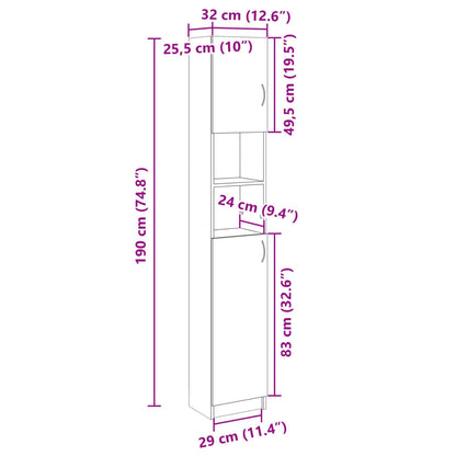 Mobile da Bagno Rovere Sonoma 32x25,5x190 cm