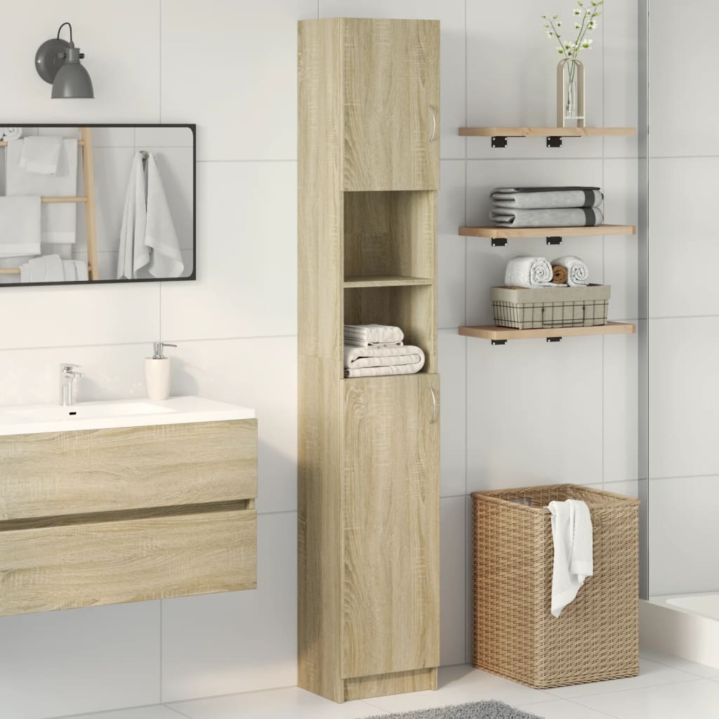 Mobile da Bagno Rovere Sonoma 32x25,5x190 cm Legno Ingegnerizzato | homemem39