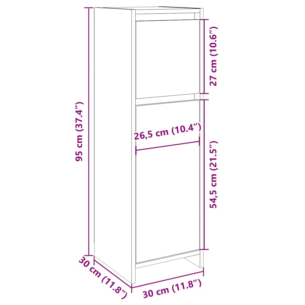 Mobile da Bagno Rovere Sonoma 30x30x95 cm in Legno Multistrato