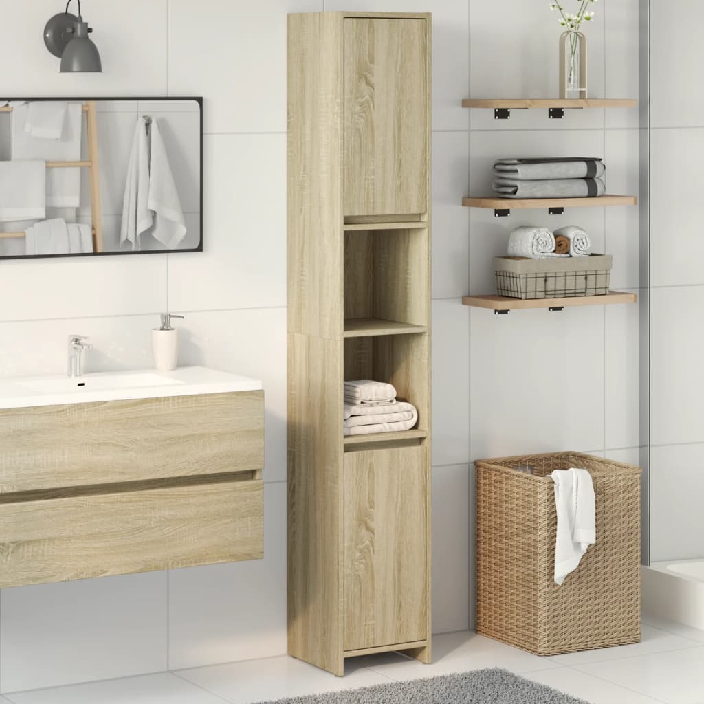 Mobile da Bagno Rovere Sonoma 30x30x183,5 cm Legno Multistrato