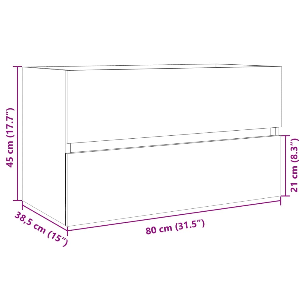 Mobile Lavabo Rovere Sonoma 80x38,5x45 cm in Legno Multistrato | homemem39