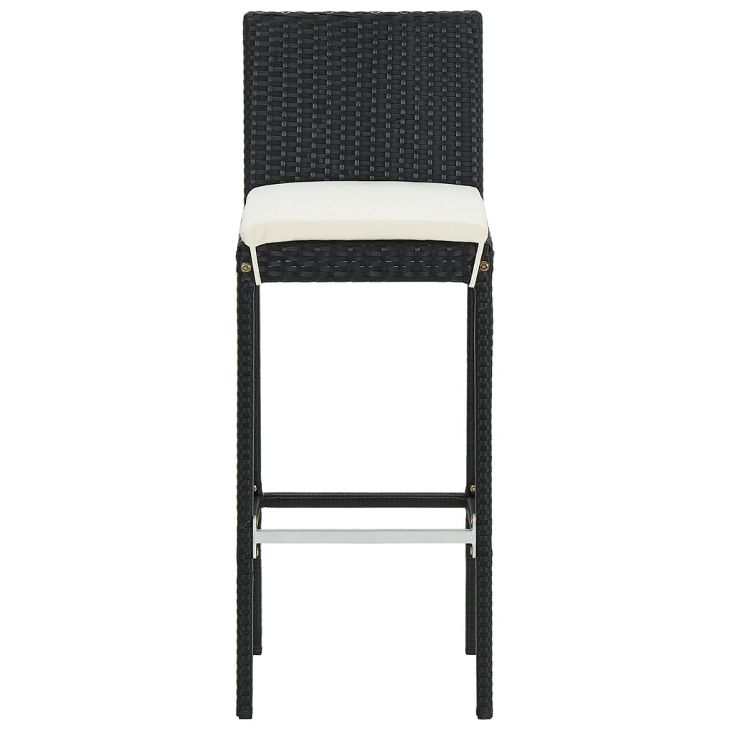 Set Bar da Giardino 3 pz Nero in Legno Acacia e Polyrattan | homemem39