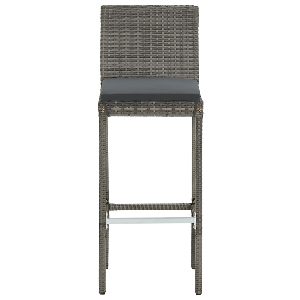 Set Bar da Giardino 3 pz Grigio in Legno Acacia e Polyrattan | homemem39