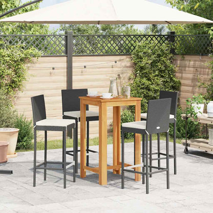 Set Bar da Giardino 5 pz Nero in Legno Acacia e Polyrattan | homemem39